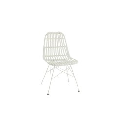 CHAIR RH WHITE METAL RATTAN - CHAIRS, STOOLS